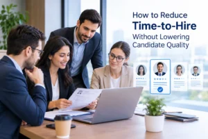 Recruitment team reviewing candidates to improve hiring efficiency